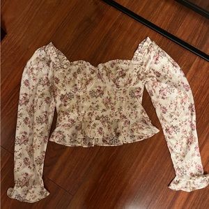 ASTR Floral Silk Blouse